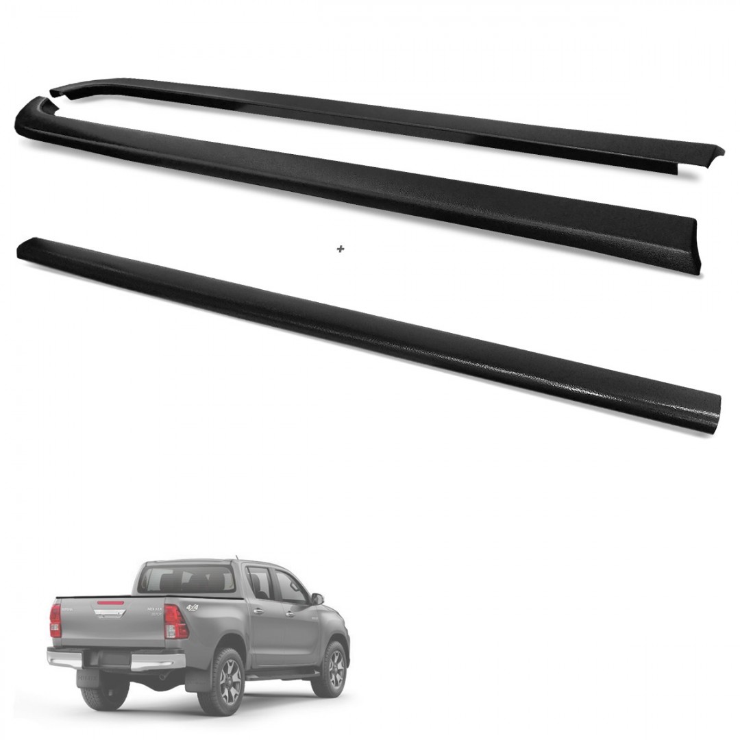 Kit Protetor de Borda Hilux CD 2016 a 2025 Lateral e Tampa Caçamba